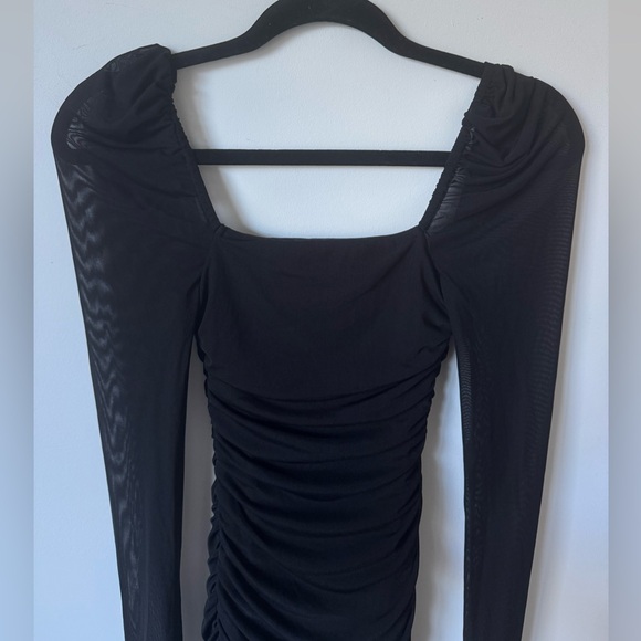Oh Polly Mesh Long Sleeve Mini Dress in Black - Size 2 - Picture 8 of 10